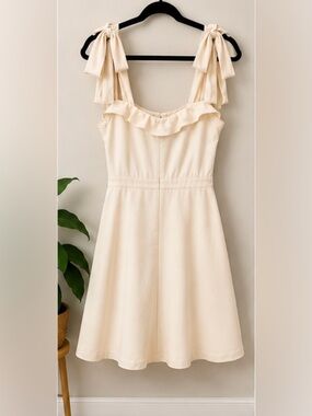Trixxi Cream Tie-Shoulder A-Line Midi Dress